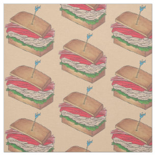 Classic Diner Club Sandwiches Turkey Sandwich Food Fabric