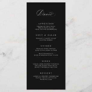 Classic Dinner Menu Wedding Reception Meal Card