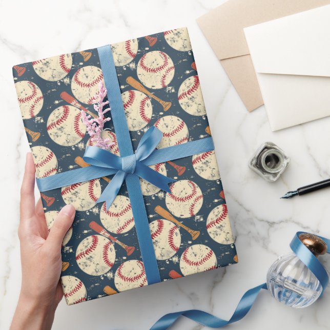 Classic Distressed Baseball Wrapping Paper (Gifting)