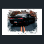 *~* Classic DODGE Challenger Muscle Car Poster<br><div class="desc">POSTER PRINT - CLASSIC CAR- Grunge style Digital Enhanced Photo Paintings - PERSONALIZE TEXT IF DESIRED. - famous popular BLACK DODGE Challenger Muscle car. The background Frame is WHITE. The word CLASSIC can be edited to your liking or Deleted. Energetically Enhanced as well Digital Enhanced Photo Paintings of vehicle which...</div>