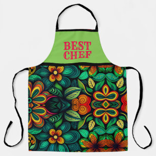 CLASSIC DOODLE ART OF FLOWERS "BEST CHEF"   APRON