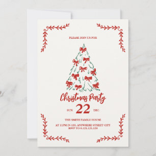 classic doodle christmas tree party invitation