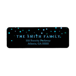 Classic Dots Modern Black Blue Glitter Return Address Label