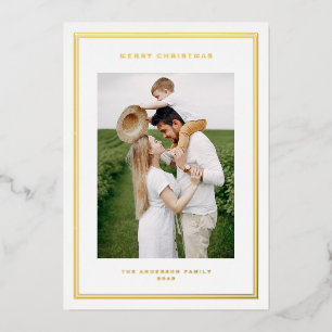 Classic Double Border Photo Layout Christmas Foil Holiday Card