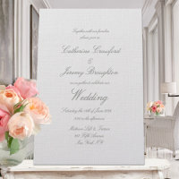 Classic Dove Gray Linen Wedding Script Invitation