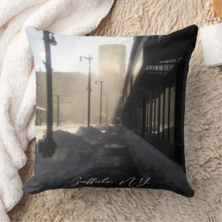 Classic Downtown Snowy Wind Tunnel  Cushion