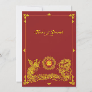 Classic dragon phoenix chinese wedding invitation2 RSVP card