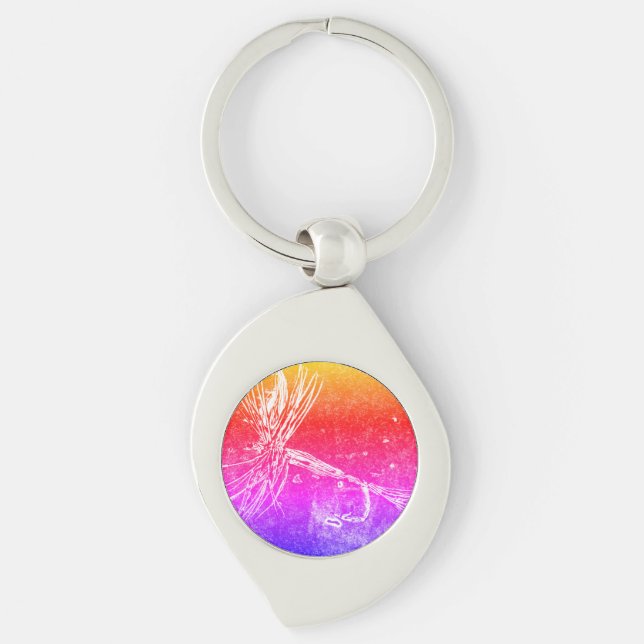Classic dry fly pattern for trout and bass fishing key ring (Front)