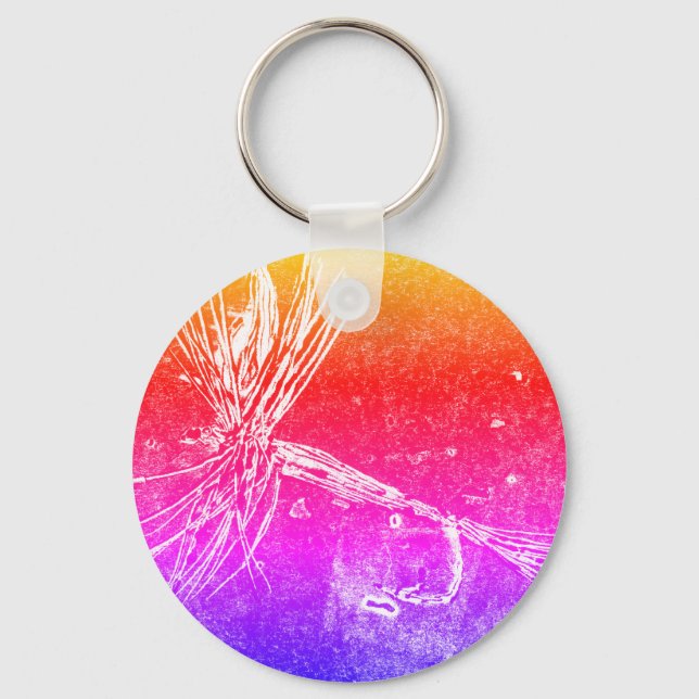 Classic dry fly pattern for trout and bass fishing key ring (Front)