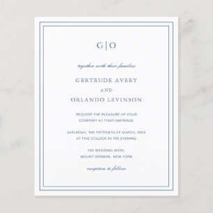 Classic Dusty Blue Budget Wedding Invitation