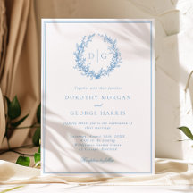 Classic Dusty Blue Crest Monogram Wedding