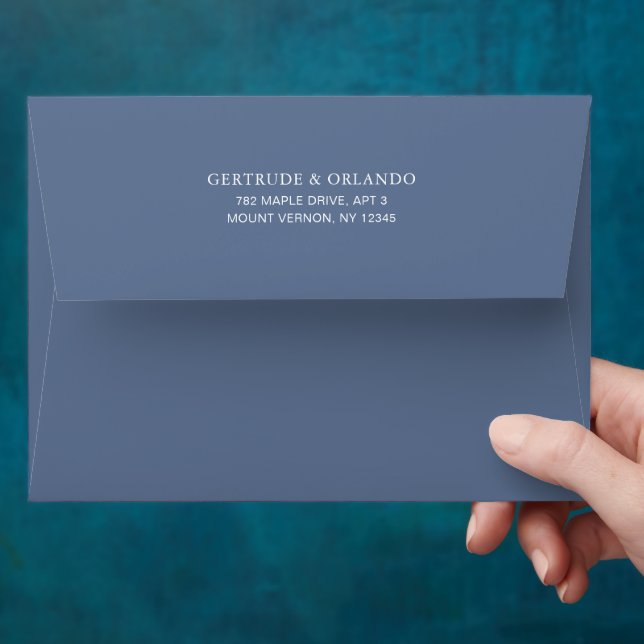 Classic Dusty Blue Elegant Wedding Envelope (Hand)
