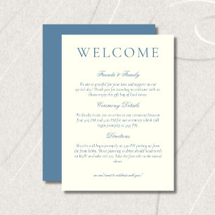 Classic Dusty Blue Minimalist Wedding Welcome Program