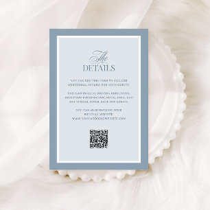 Classic Dusty Blue   QR Code Wedding Guest Details Enclosure Card