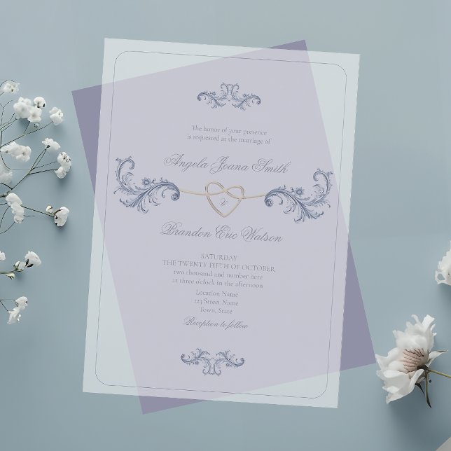 Classic Dusty Blue Wedding Acrylic Invitations (Creator Uploaded)