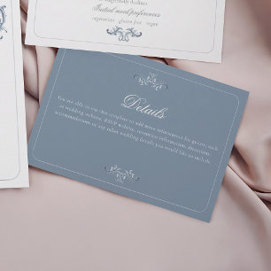 Classic Dusty Blue Wedding Details Enclosure Card