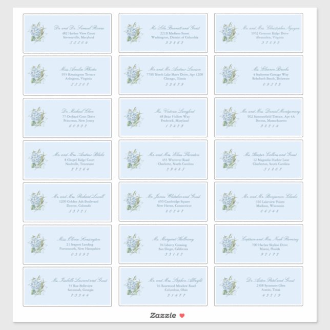 Classic Dusty Blue Wedding Guest Address Labels (Sheet)