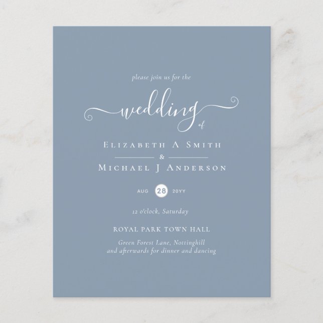 Classic DUSTY BLUE Wedding Lowest Budget Flyer (Front)