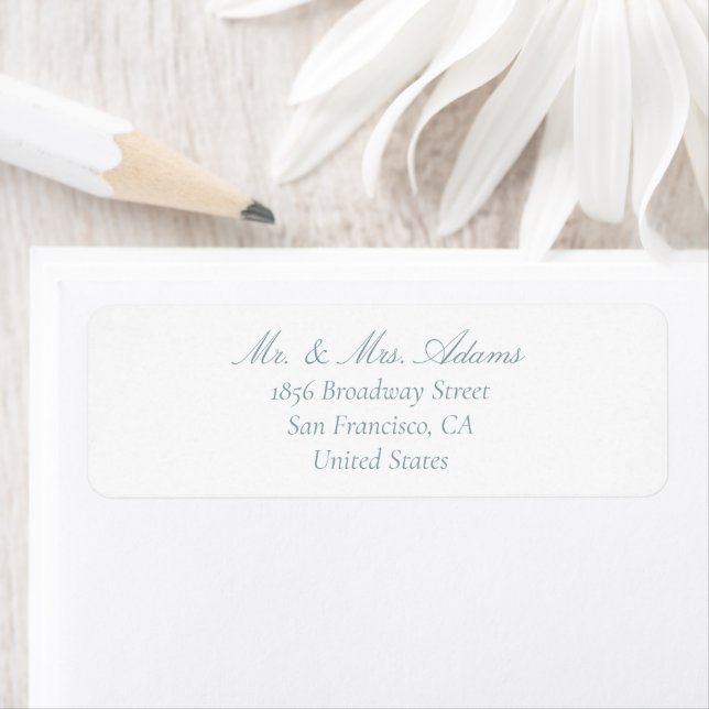 Classic Dusty Blue Wedding Pre-Addressed Return Address Label (Insitu)