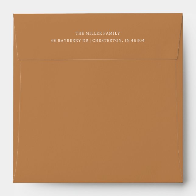 Classic Dusty Gold Two-Line Return Address Layout Envelope (Back (Top Flap))