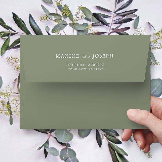Classic Dusty Green Script Wedding Envelope (Classic dusty green script wedding envelopes add timeless charm to your invitation suite.)
