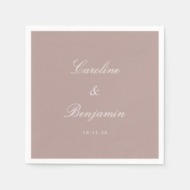 Classic Dusty Mauve Script Elegant Wedding Custom Napkin (Front)
