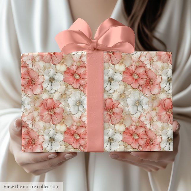 Classic dusty pink and gold 80th birthday wrap wrapping paper (Classic dusty pink and gold 80th birthday wrap)