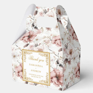 Classic dusty pink gold floral wedding favour box
