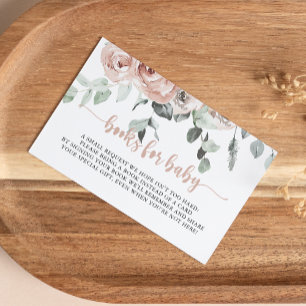 Classic Dusty Pink Rose Baby Shower Book Request  Enclosure Card