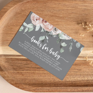 Classic Dusty Pink Rose Baby Shower Book Request  Enclosure Card