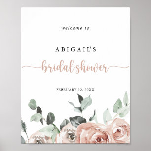 Classic Dusty Pink Rose Bridal Shower Welcome Poster