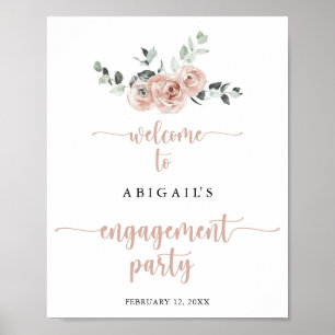 Classic Dusty Pink Rose Engagement Party Welcome  Poster