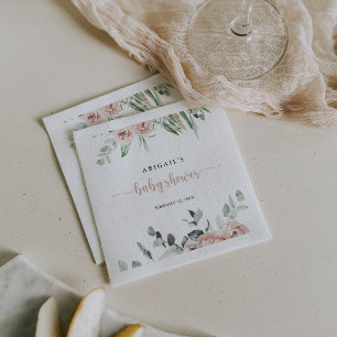 Classic Dusty Pink Rose Floral Baby Shower  Napkin