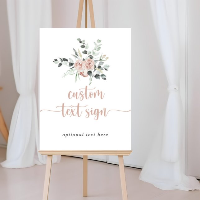 Classic Dusty Pink Rose Floral Custom Text Sign (Creator Uploaded)