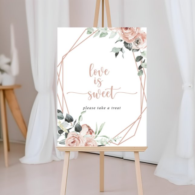 Classic Dusty Pink Rose Floral Love Is Sweet Sign (Creator Uploaded)