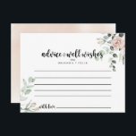 Classic Dusty Pink Rose Floral Wedding Advice Card<br><div class="desc">This classic dusty pink rose floral wedding advice card is perfect for a rustic wedding. The design features elegant watercolor dusty pink roses and green foliage, neatly assembled into beautiful bouquets. These cards are perfect for a wedding, bridal shower, baby shower, graduation party & more. Personalise the cards with the...</div>