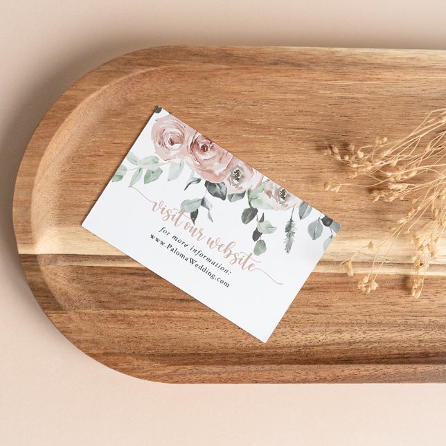 Classic Dusty Pink Rose Floral Wedding Website   Enclosure Card (Creator Uploaded)