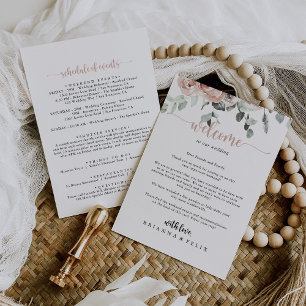 Classic Dusty Pink Rose Wedding Welcome Letter