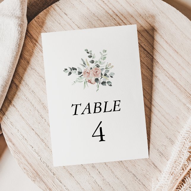 Classic Dusty Rose Floral Wedding Table Number (Creator Uploaded)