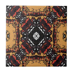 Classic Earth Tone Golden Browns Old World Pattern Ceramic Tile