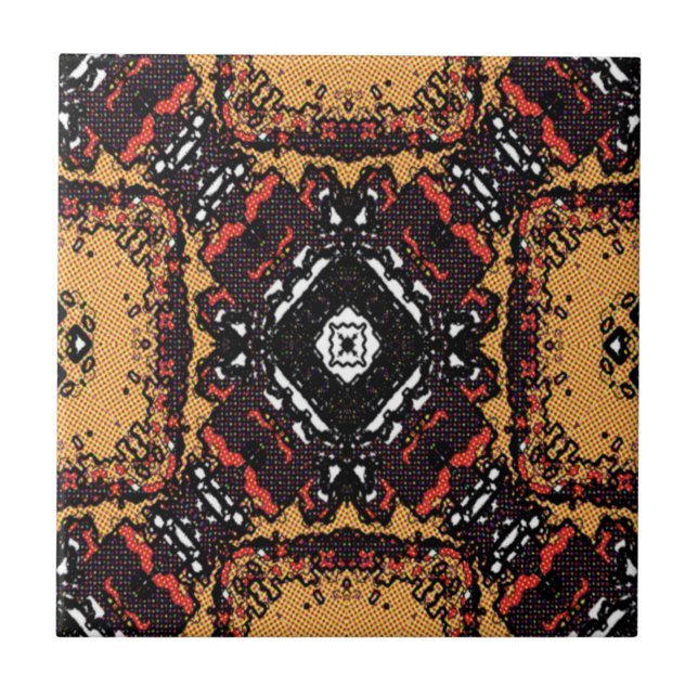 Classic Earth Tone Golden Browns Old World Pattern Ceramic Tile (Front)