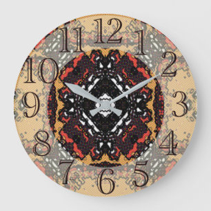 Classic Earth Tone Golden Browns Old World Pattern Large Clock