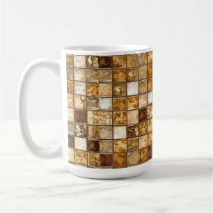 Classic Earth Tone Square Mosaic Tile Pattern Flow Coffee Mug