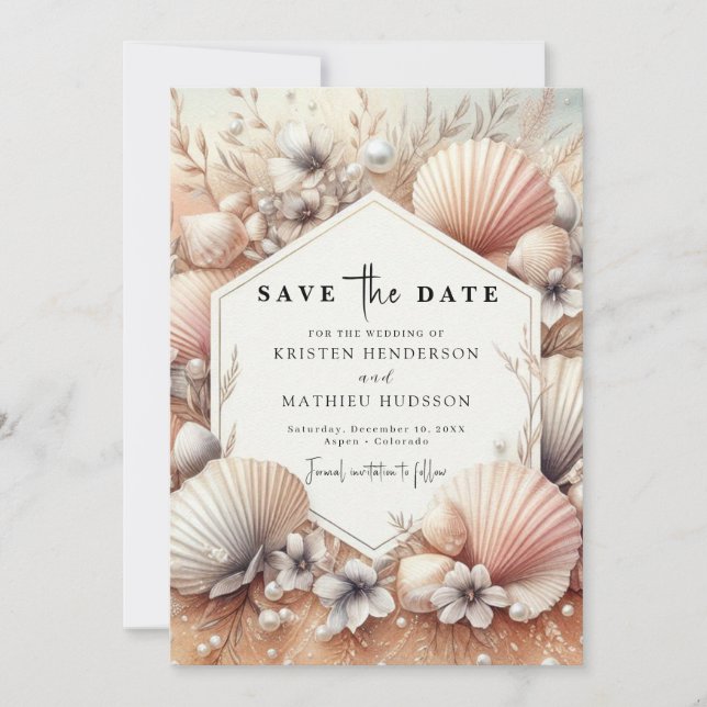 Classic Earthy Beach Wedding Save The Date (Front)
