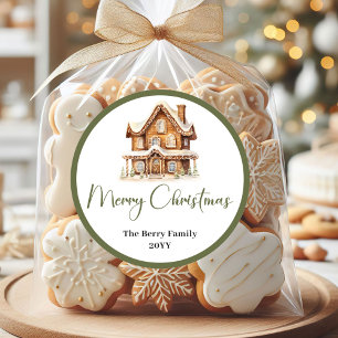 Classic Earthy Christmas Custom Family Name Label