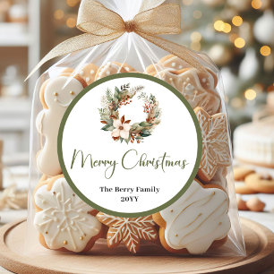 Classic Earthy Christmas Family Name Sticker Tag