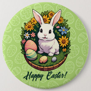 Classic Easter Bunny Illustration. Happy Easter! 6 Cm Round Badge