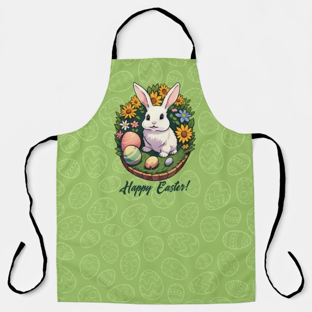 Classic Easter Bunny Illustration. Happy Easter! Apron (Front)