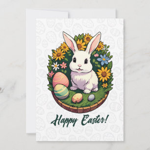 Classic Easter Bunny Illustration. Happy Easter! Holiday Card