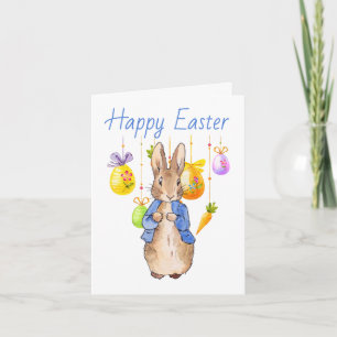 Classic Easter Rabbit Easter Eggs Happy Easter Holiday Card